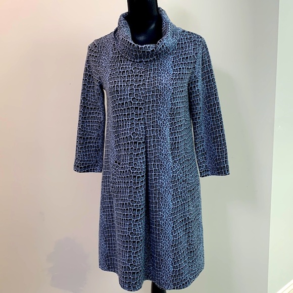 Tyler Boe Animal Snake Print Cowl Neck 3/4 Sleeve Pocket Dress Women XS EUC - Picture 1 of 8